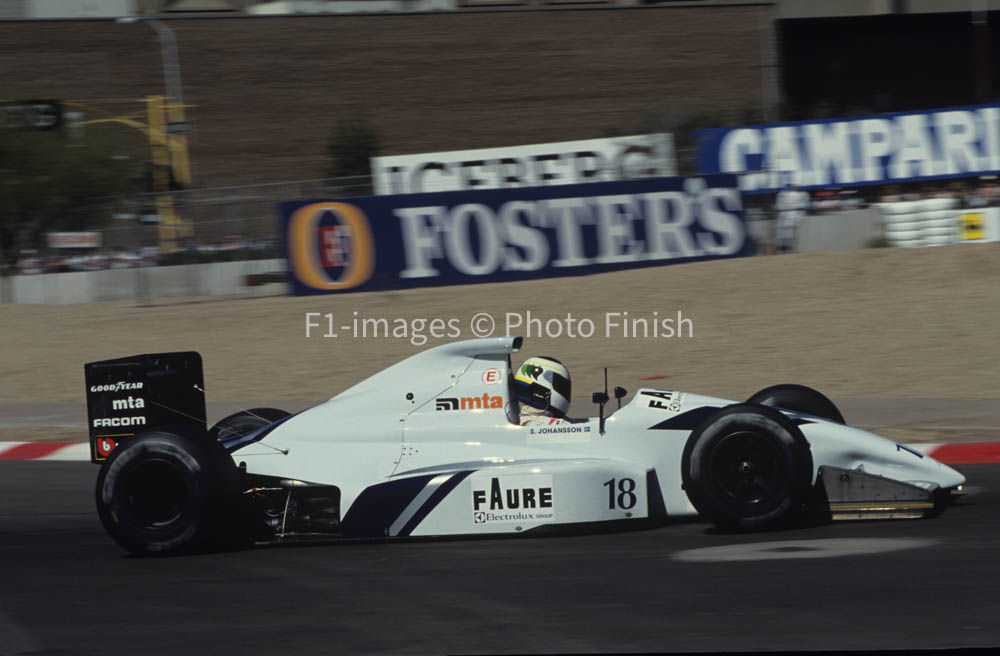 USA GP Phoenix Arizona USA 1991 Stefan Johansson AGS JH25 © AGS. 02