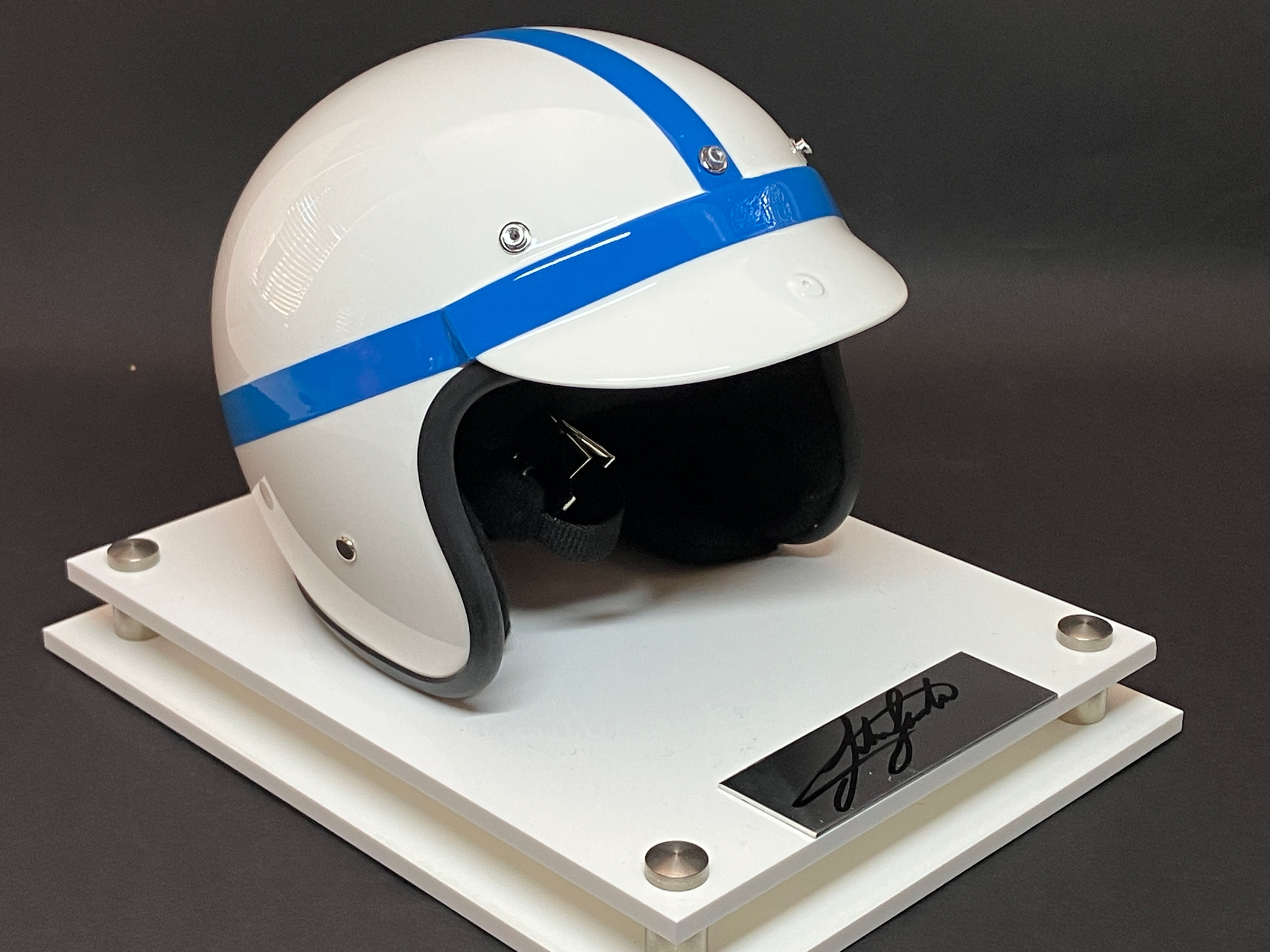 John Surtees signed 1/2 scale helmet presentation