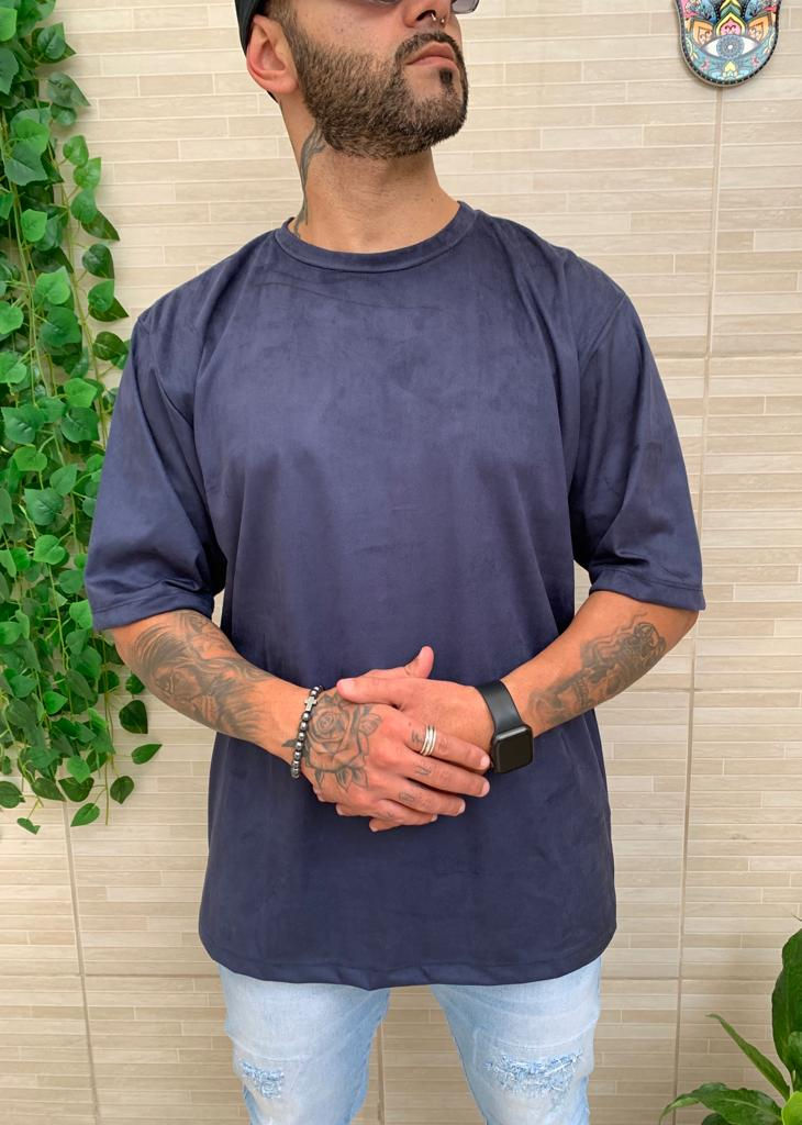 Camiseta Over Azul Suede Ast