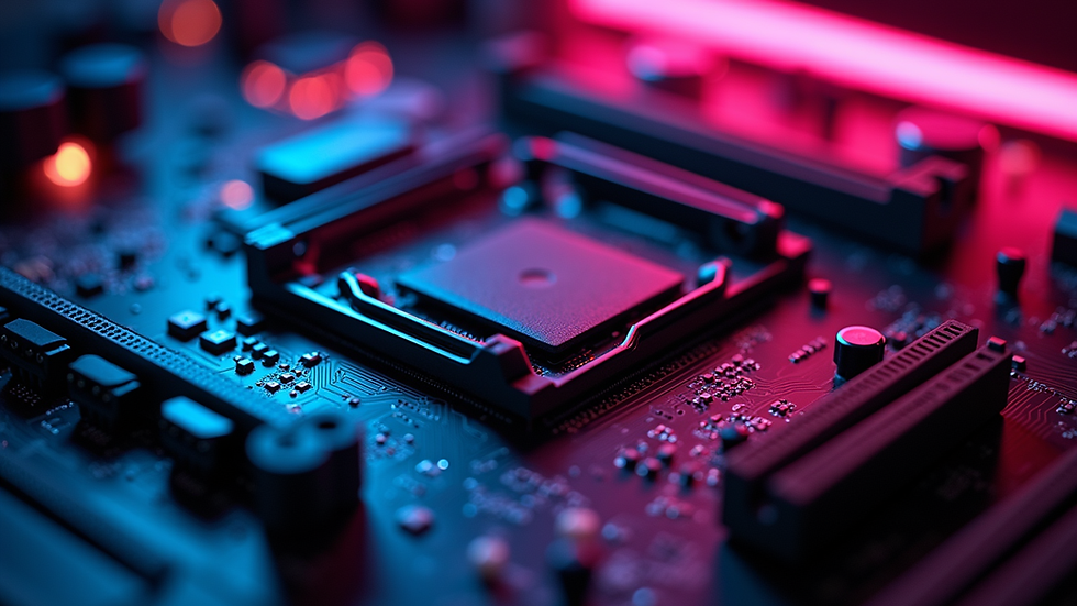 Close-up view of a gaming PC motherboard with RGB lighting