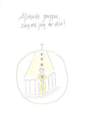 Det illustrerade omslaget på första boken med Sötnosen där hon står i hörnet på en spjälsäng.