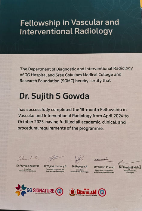 Dr. Sujith S Gowda Fellowship Certification