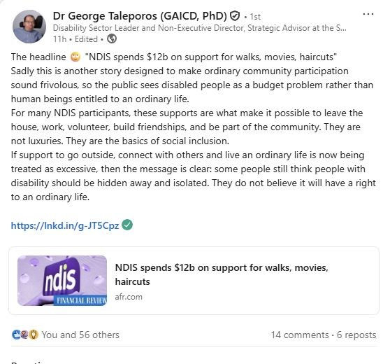 Dear Mr Kinsella: “Participation Is Not a Rort.”