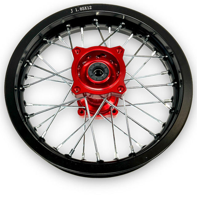 Thumbnail: Black & Red DEEP STATE CNC Pit Bike HD SDG Wheels Set 14" 12"