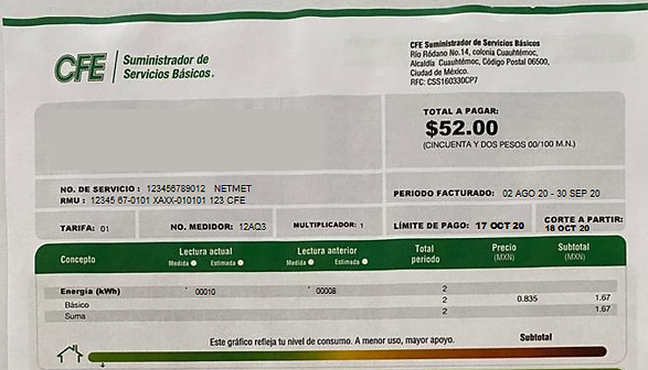 Bajar Costo Luz - Recibo con paneles