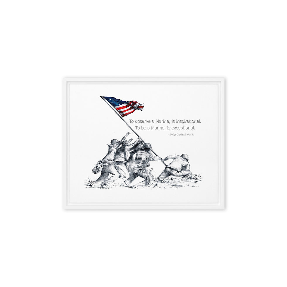 Thumbnail: Gunny Wolf's Iwo Jima and famous quote Framed canvas