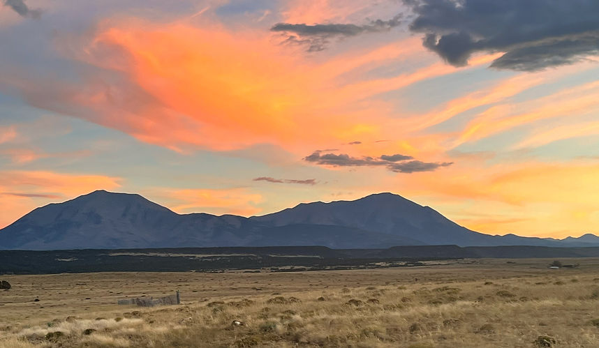 Spanish Peaks with a cotton candy colored sunset