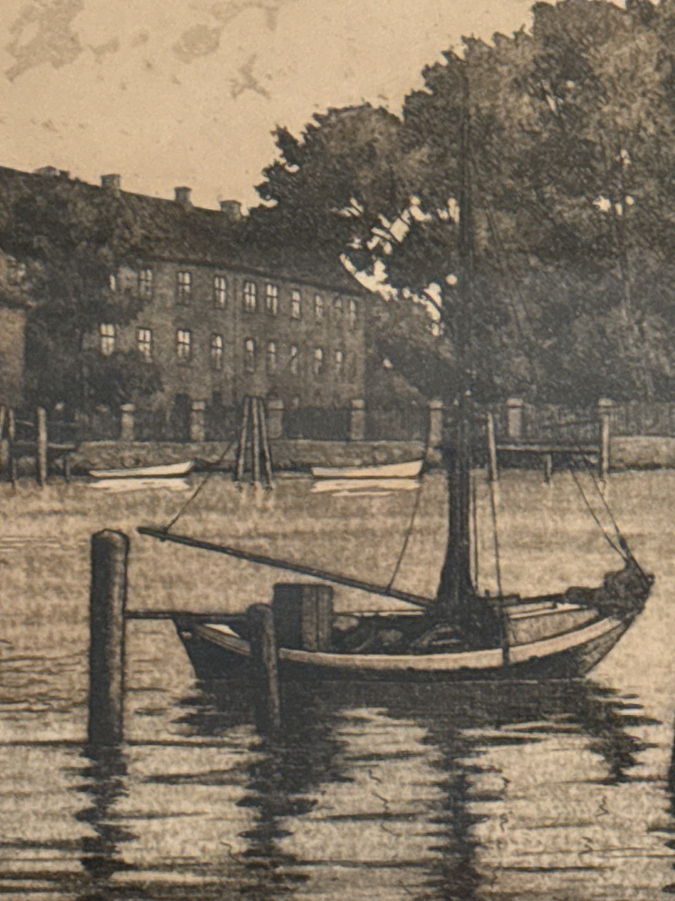 Miniaturebillede: Dänisches Bild, Radierung, am Fluss