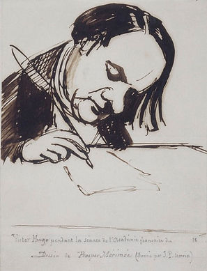 Victor Hugo caricaturé en académicien