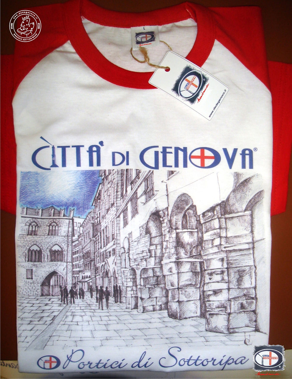 Miniatura: T-shirt Portici di Sottoripa Città di Genova handmade