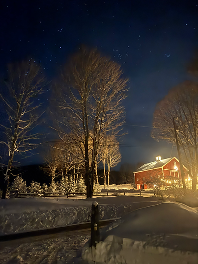 Barn and stars at night