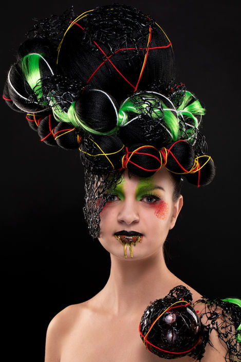 Travail d’un élève de Stéphanie Bernard, coiffure artistique