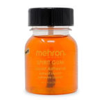 Colle Mehron (Spirit Gum) : Un flacon de colle liquide Mehron Spirit Gum, célèbre pour sa tenue longue durée et sa polyvalence, utilisée en maquillage de scène et artistique pour fixer perruques, moustaches ou effets spéciaux.