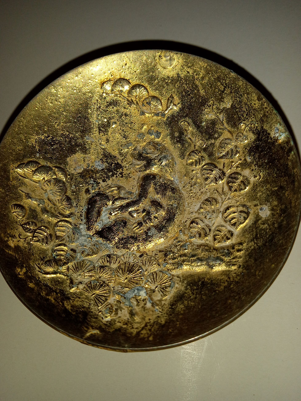 Thumbnail: Antique Iron Small Cover With 24K Yellow Gold Plated. Diameter 3" "SALE" "DIS."