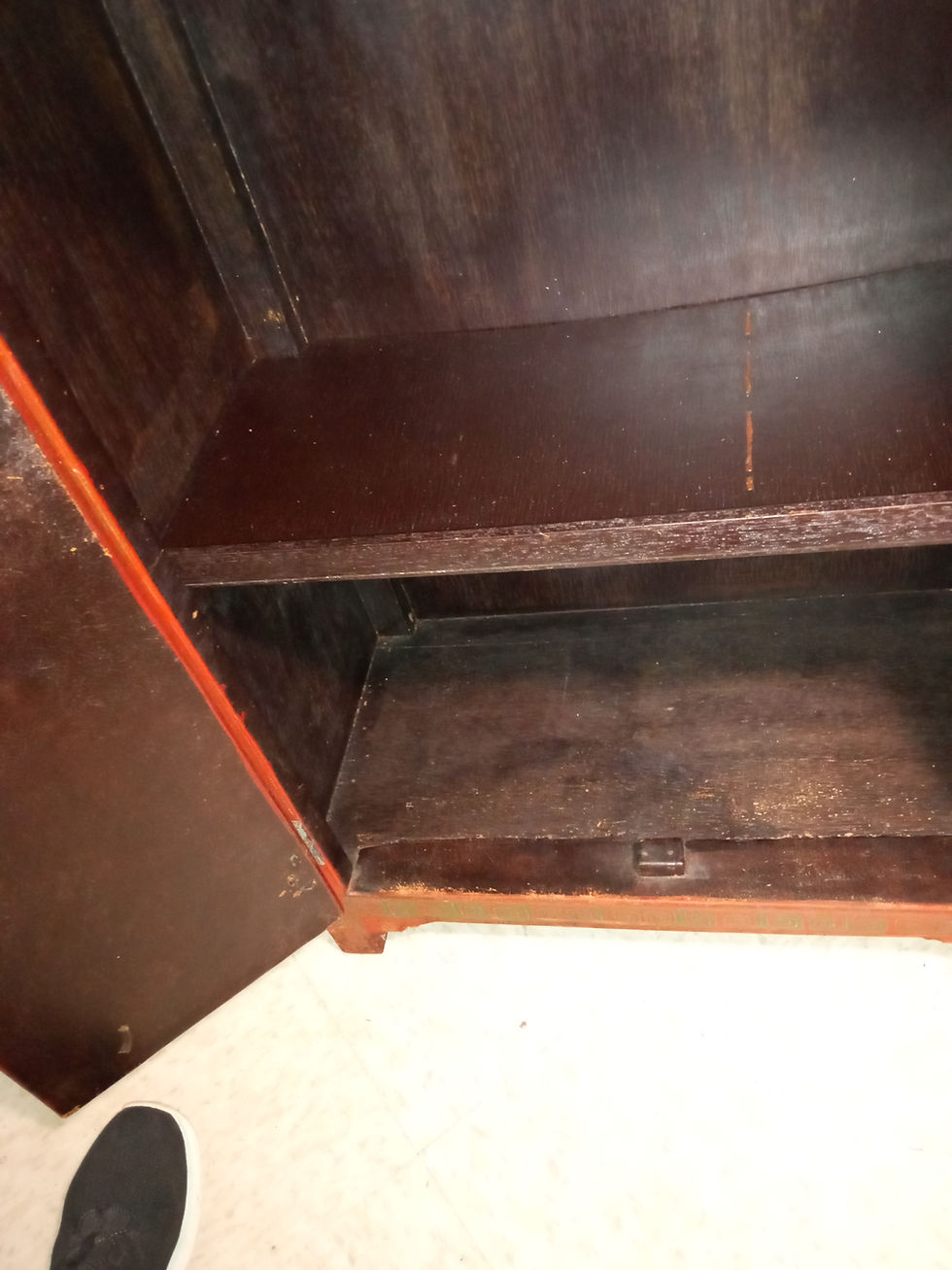 Thumbnail: Antique Lacquer Chest With Red Background Decorated With Dragon, Unicorn, Flower