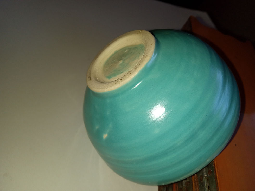 Thumbnail: Antique Sky-Blue Glaze W/ Ivory-White Ceramics Small Cup. Diam. 3 2/8"  "SALES"