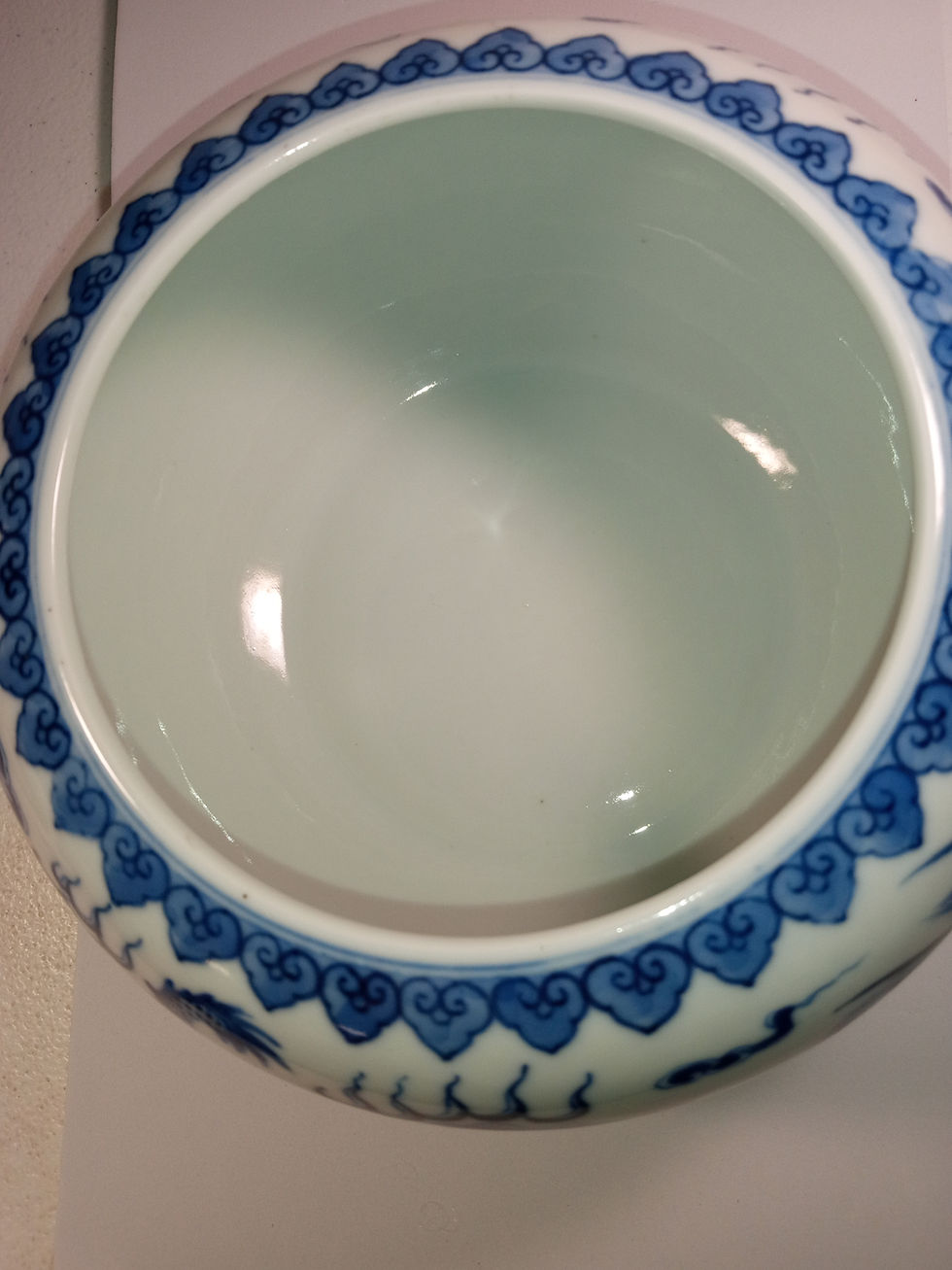 Thumbnail: Antique Porcelain Water Vessel, White underglaze With Dragon "SALE"
