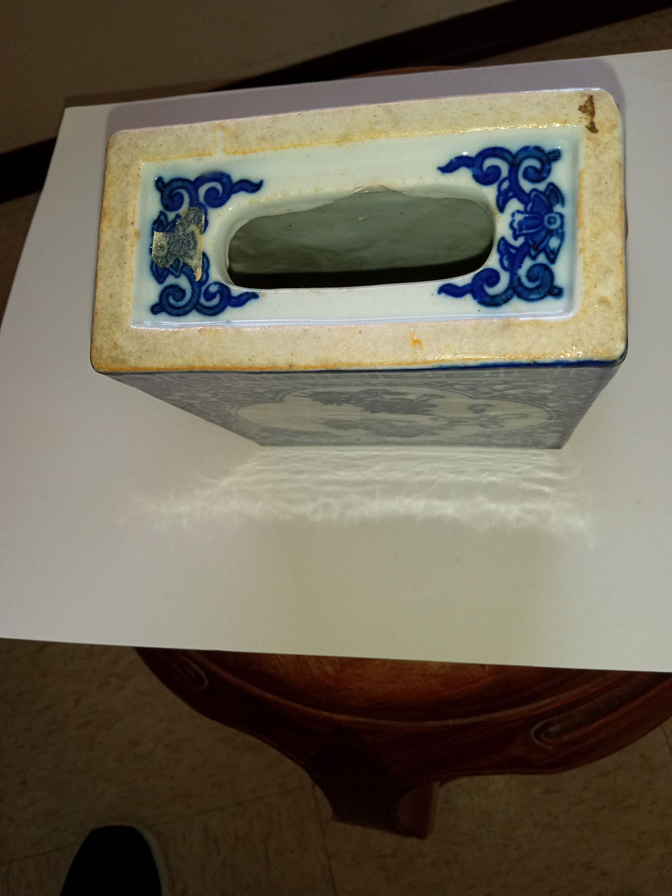 Thumbnail: Antique White Underglaze Ceramics Plaque Decorated W/ Green Glaze. " SALE"" DIS"