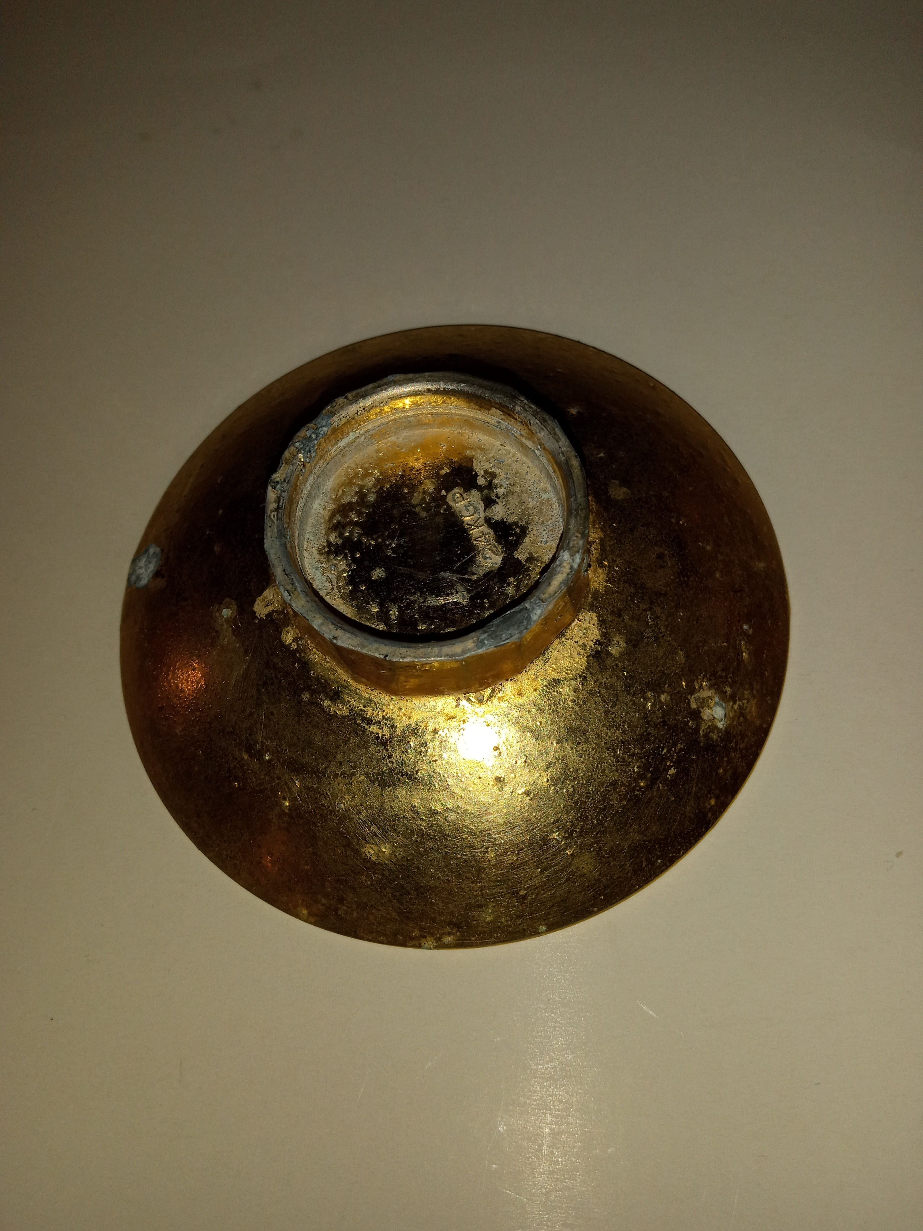 Antique Iron Small Cover With 24K Yellow Gold Plated. Diameter 3" "SALE" "DIS."