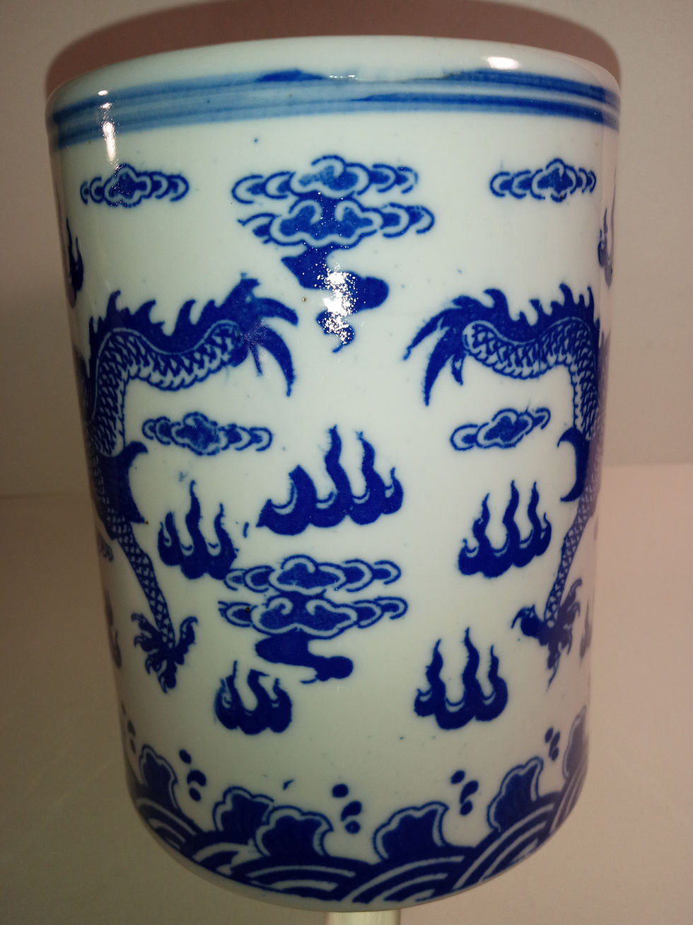 Thumbnail: Antique Porcelain Flying Dragon Pen Holder,White Underglaze "SALE"