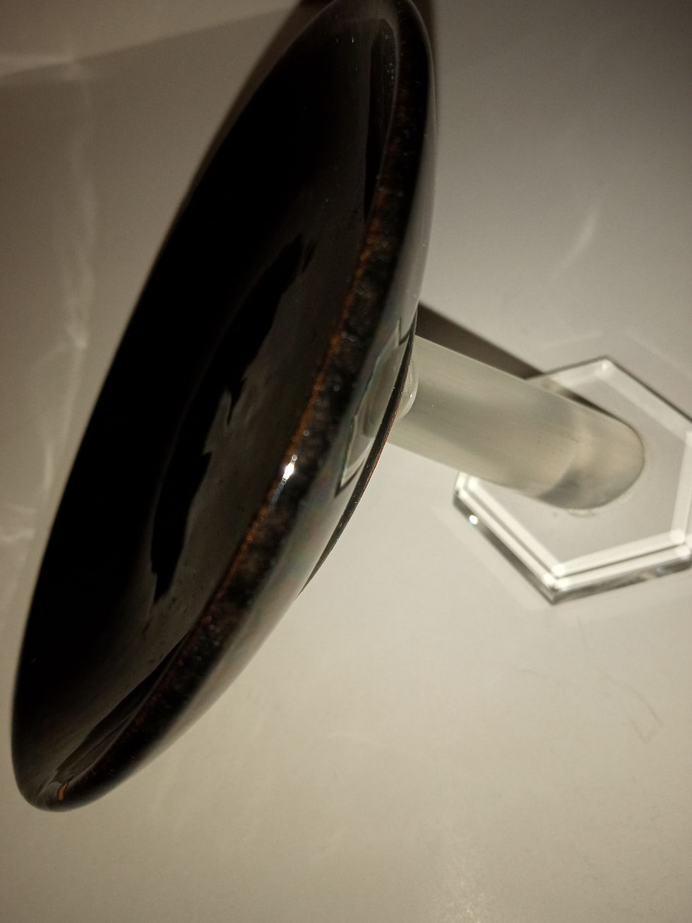 Thumbnail: Antique Black Glaze Small Layfoot Plate, Diameter 4 1/2 Inches