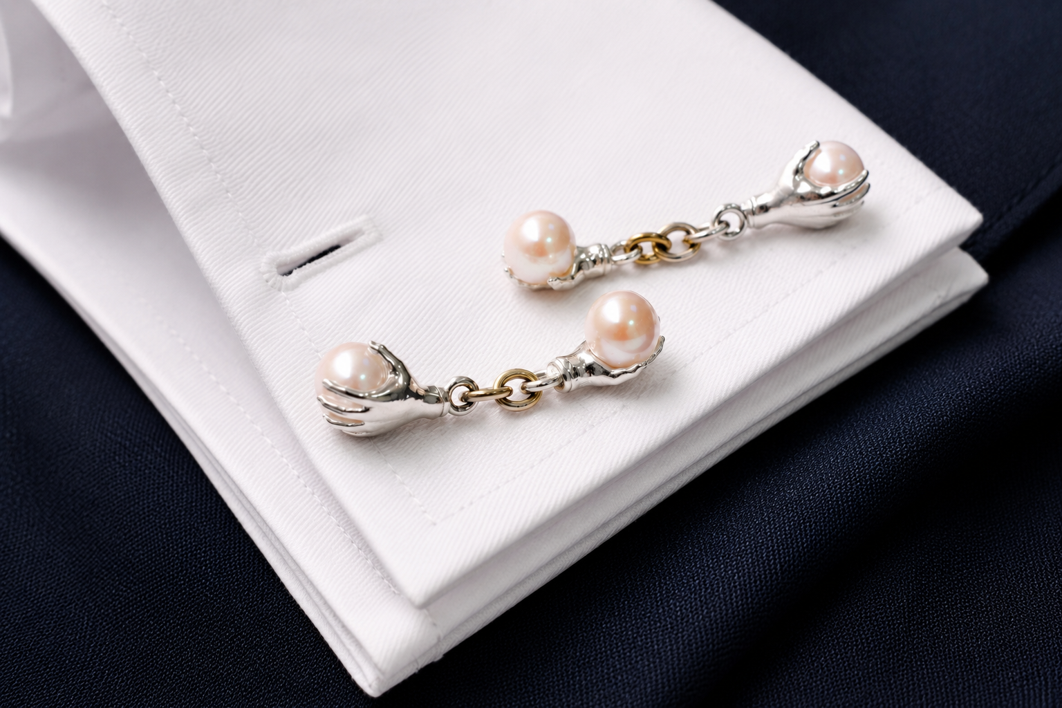 Gloved hands - cufflinks