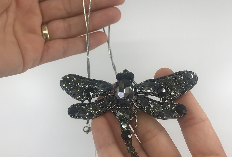 Large Dragonfly Necklace - Steel