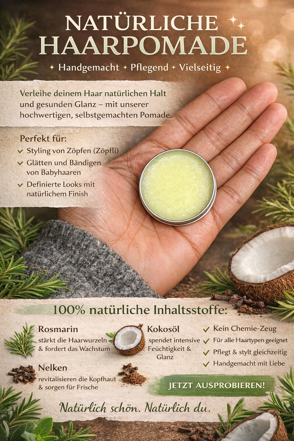 Natürliche Haarpomade