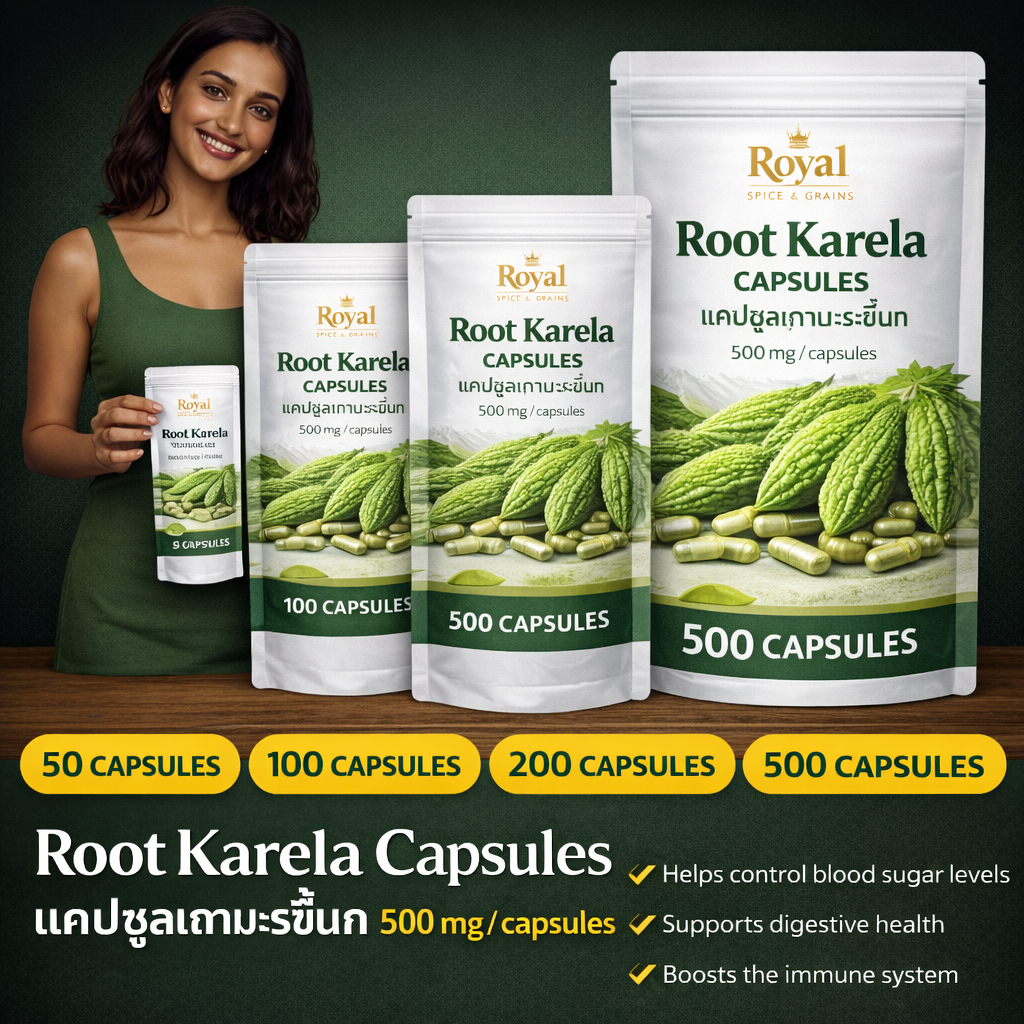 Root Karela capsules, แคปซูลเถามะระขี้นก 500 mg/ capsules