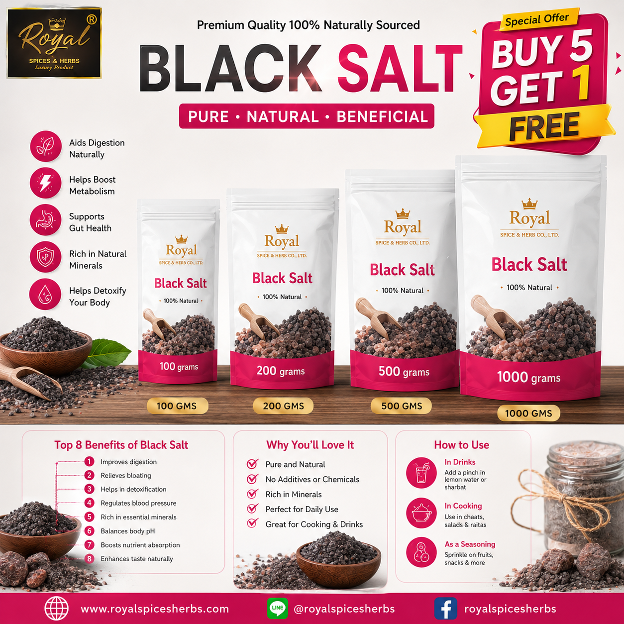 black Salt Pramotion buy 5 pack get 1 free