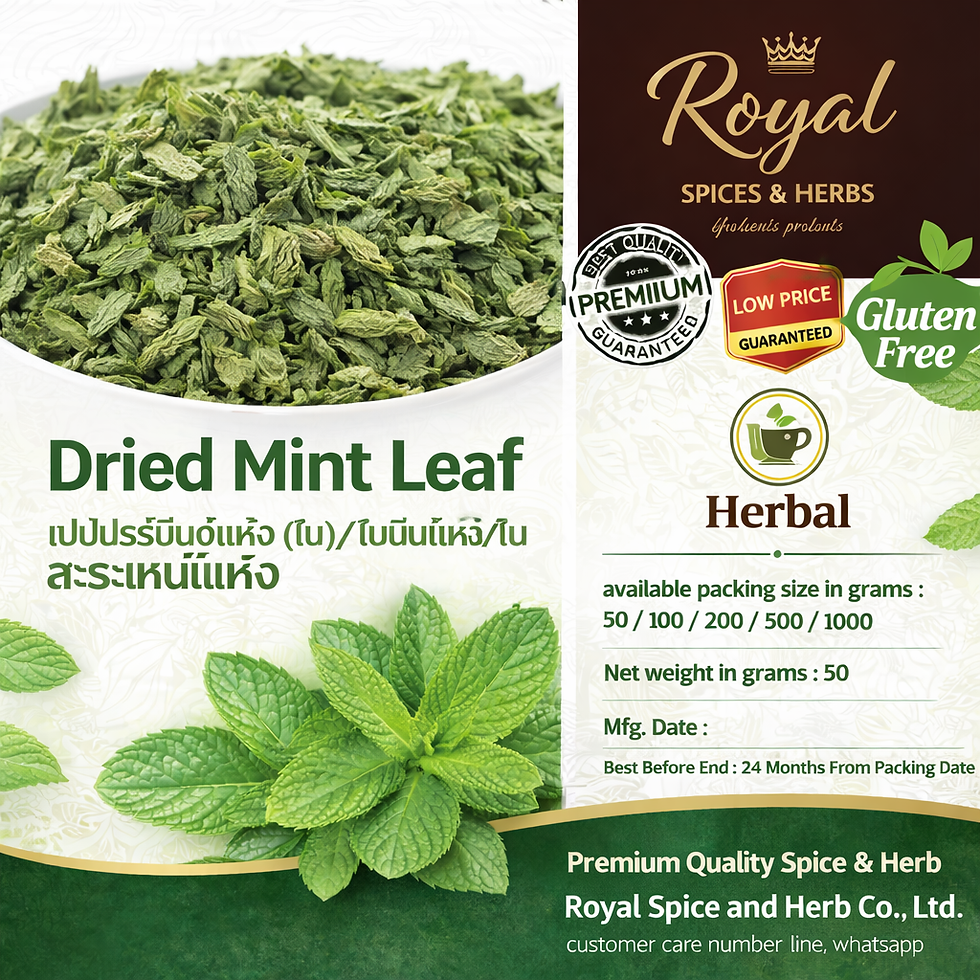 ภาพขนาดย่อ: Dried Mint leaf , เปปเปอร์มิ้นท์แห้ง(ใบ)/ใบมิ้นท์แห้ง/ใบสะระแหน่แห