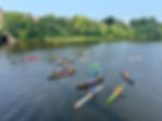 Group of kayak and canoe paddlers on the Connecticut River