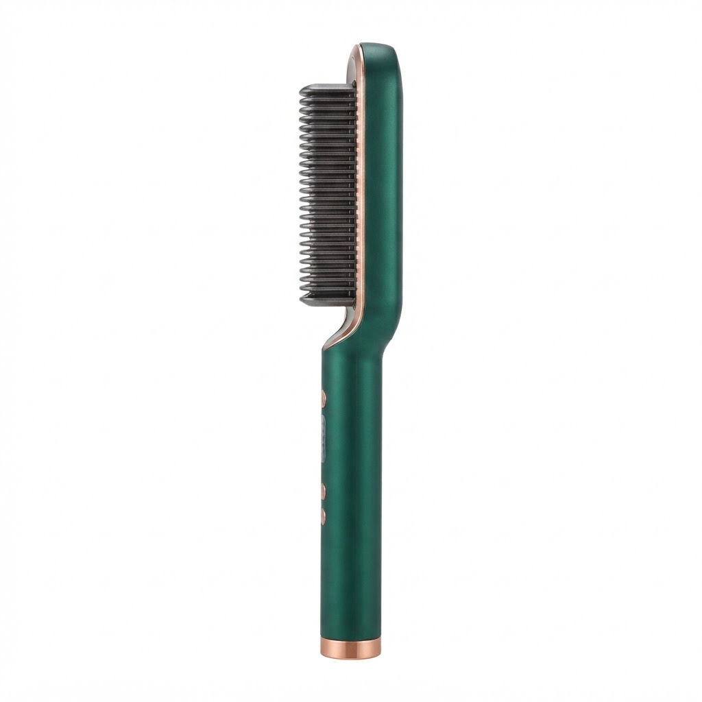 Escova Alisadora Elétrica Bivolt Profissional - Verde Anti Frizz