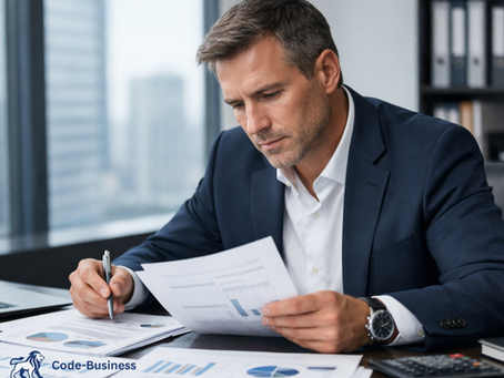 CFO reviewing documents