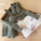 Box regalo nascita 5pz lana merino e mussola di cotone verde