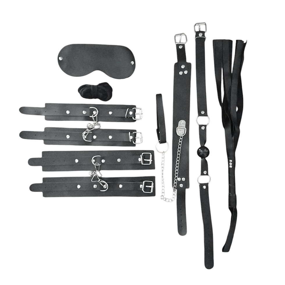 Fetilux 7 Parça Suni Deri BDSM Fetiş Fantezi Seti - Siyah