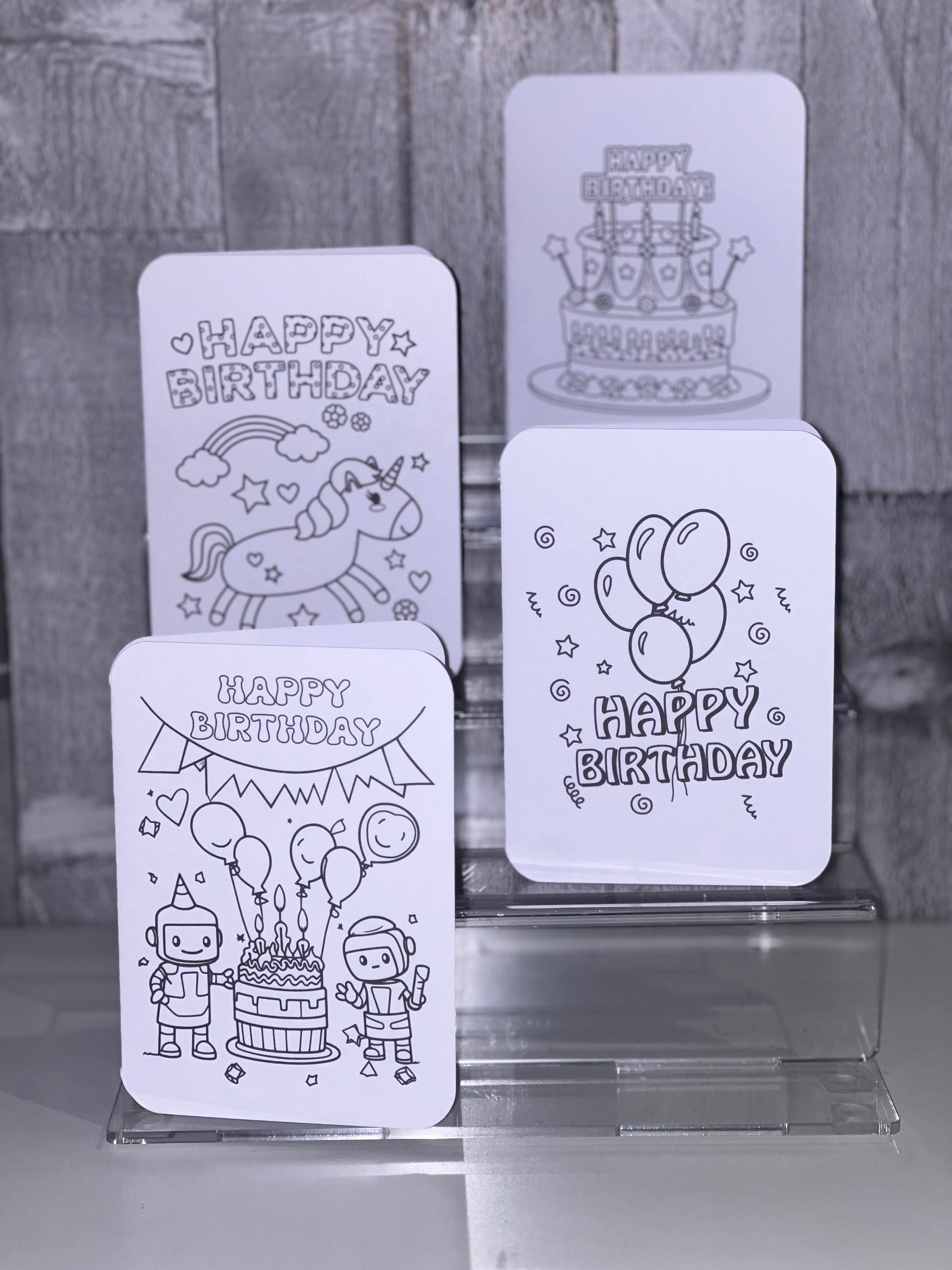 Colouring birthday cards