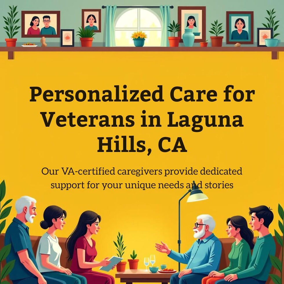 At the heart of our VA home care services in Laguna Hills, CA, lies our unwavering commitment to delivering personalized care that honors each veteran's unique story and service. Our specialized caregivers undergo rigorous training to address the distinct challenges our veterans face, ensuring every aspect of care reflects our deep understanding of military service-related needs. Throughout Laguna Hills and surrounding Orange County communities, our veteran-focused home care teams provide comprehensive support that adapts to each individual's circumstances. Veterans benefit from meticulously crafted care schedules that align with their daily routines and preferences, while our regular health assessments ensure their evolving needs are promptly addressed. Our VA-certified caregivers in Laguna Hills bring extensive experience in supporting veterans with post-traumatic stress, mobility challenges, and complex medical conditions. By maintaining close coordination with VA healthcare providers, we create a seamless care experience that maximizes available benefits and resources. This integrated approach ensures our veterans receive consistent, high-quality care that meets both VA standards and personal preferences. Family involvement forms a crucial component of our Laguna Hills VA home care strategy. We provide essential education and support to family caregivers, empowering them with knowledge and resources to better assist their veteran loved ones. Our team works closely with families to: Develop effective communication strategies Implement personalized care techniques Navigate VA resources and benefits Create sustainable care routines Understanding the unique needs of our Laguna Hills veteran community, we emphasize flexibility and responsiveness in our care delivery. Our professional caregivers maintain detailed progress records and regularly communicate with VA healthcare teams to ensure care plans remain aligned with treatment goals. This collaborative approach enables us to provide comprehensive support while maintaining the dignity and independence our veterans deserve. By incorporating both medical and personal care aspects, our VA Home Care Laguna Hills services create a supportive environment that promotes healing and well-being. Veterans receive assistance with daily activities while benefiting from specialized care that addresses service-related conditions. This holistic approach ensures each veteran receives the comprehensive support they need to thrive in their home environment. 