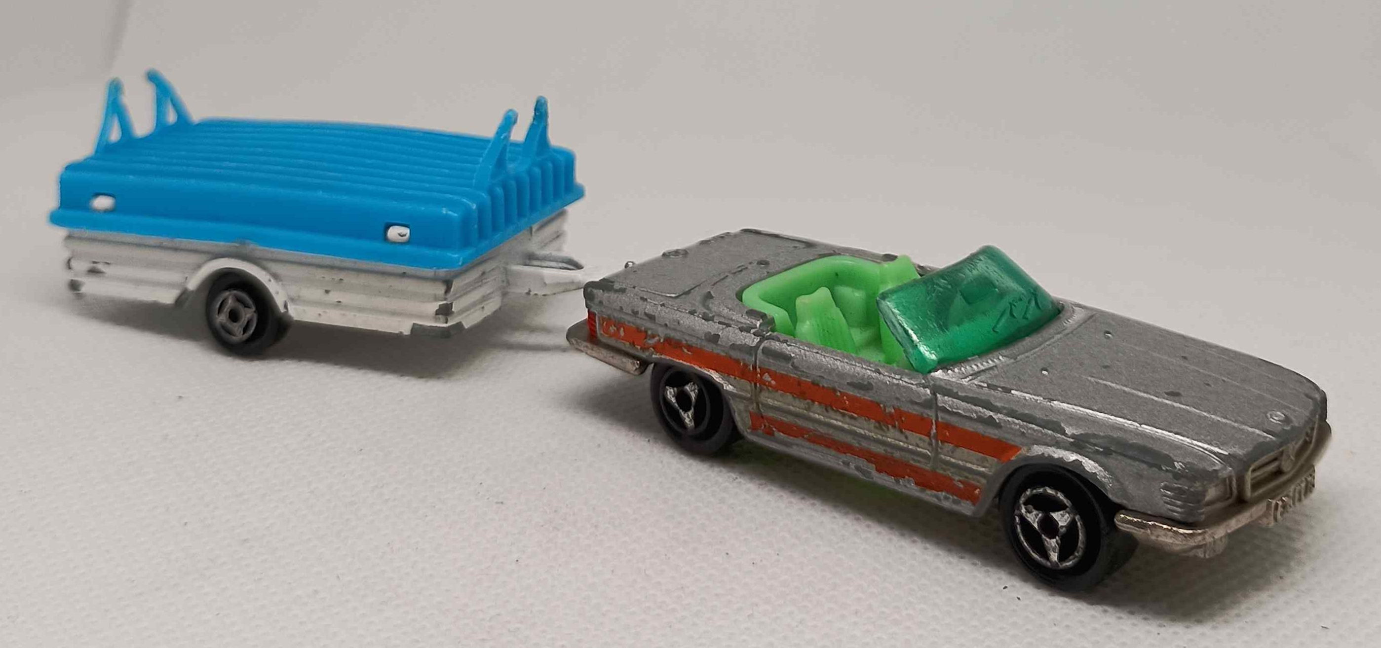 1980 Majorette No 213 Mercedes 350SL with camper trailer