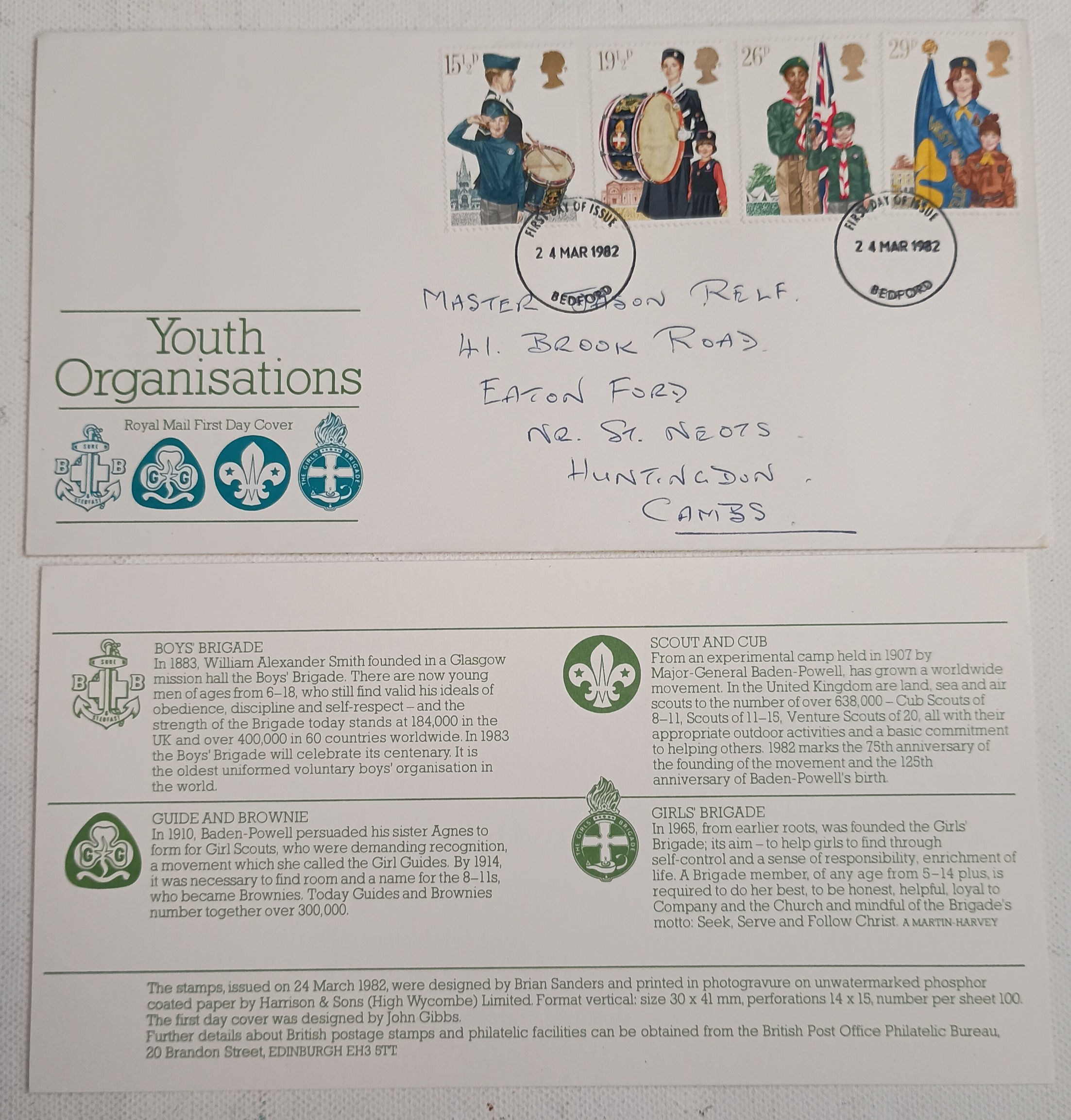 First Day Cover 24th March 1984 Youth Organisations