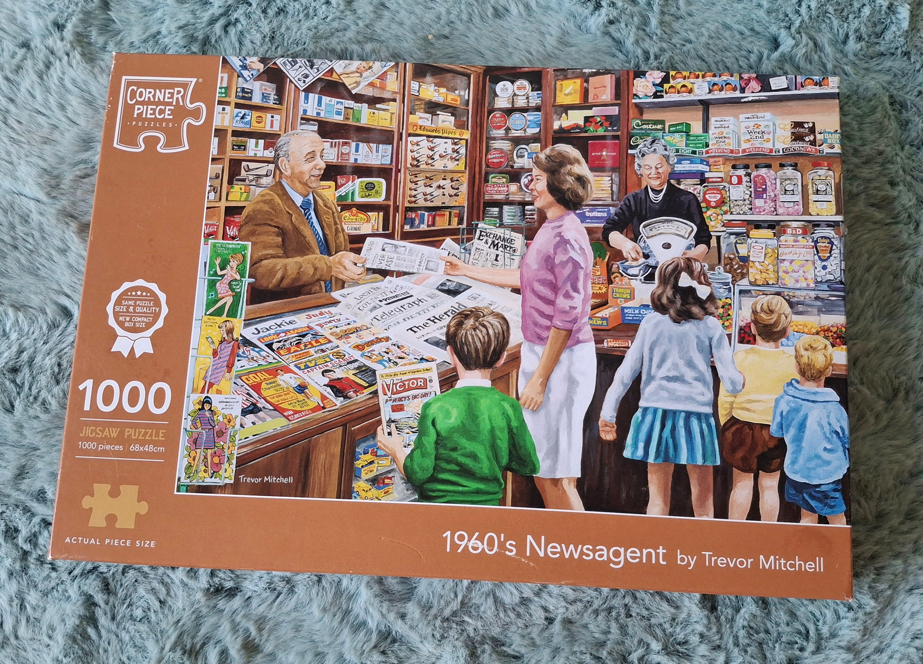 Corner Piece 1000 Piece Jigsaw Puzzle - 1960's Newsagent by Trevor Mitchell