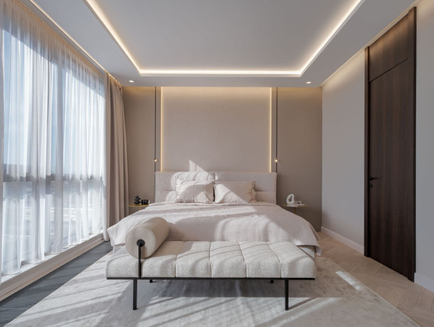 elegant bedroom design with premium materials