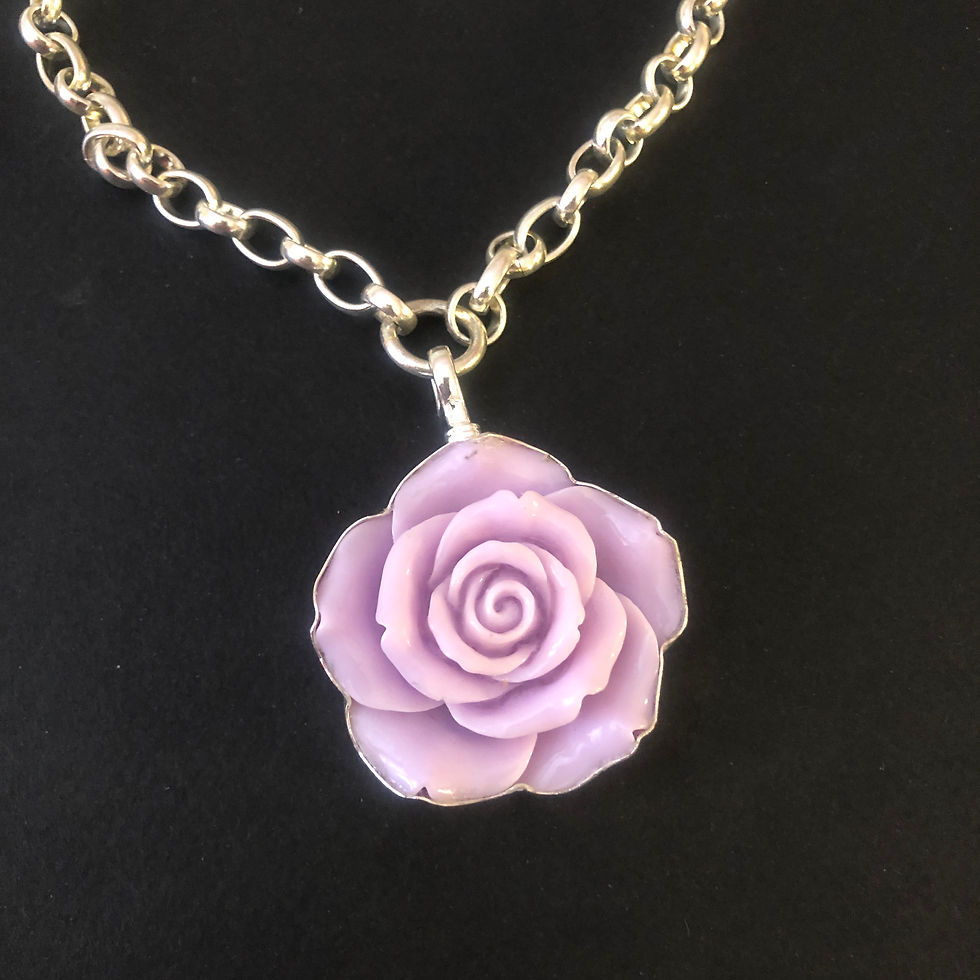 a 1.75 inch lavender rose necklace charm by Coreen Cordova Jewelry