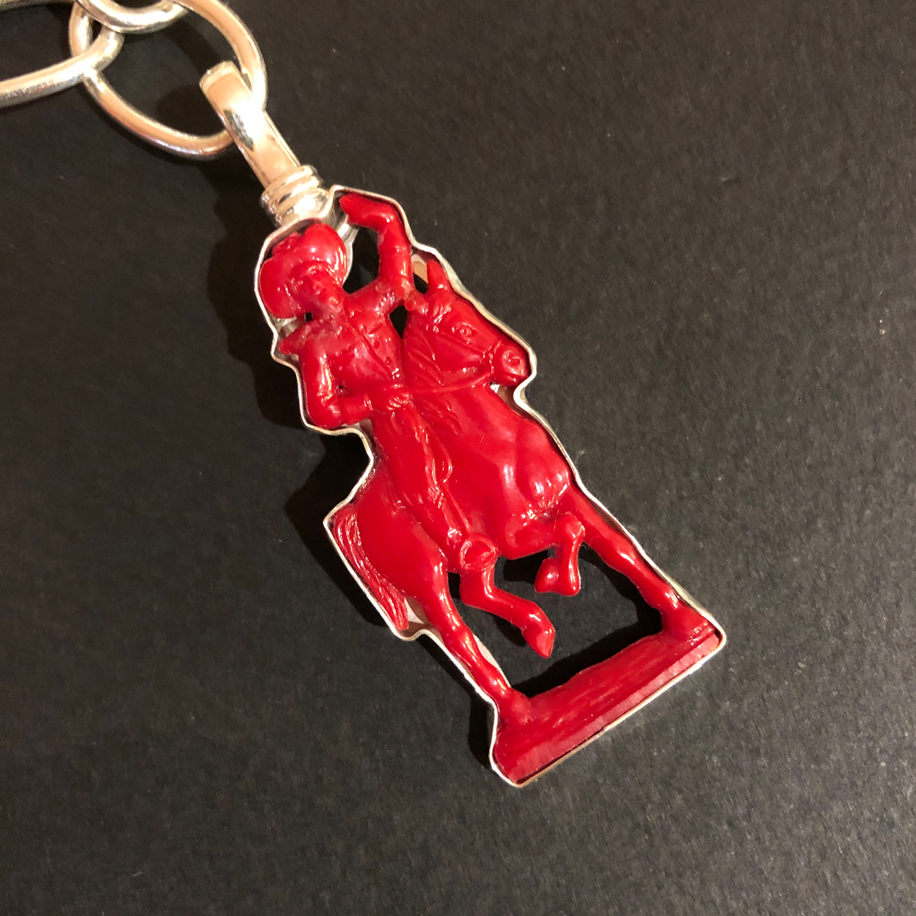 1950's red cowboy Cracker Jack toy made into a necklace charm by Coreen Cordova