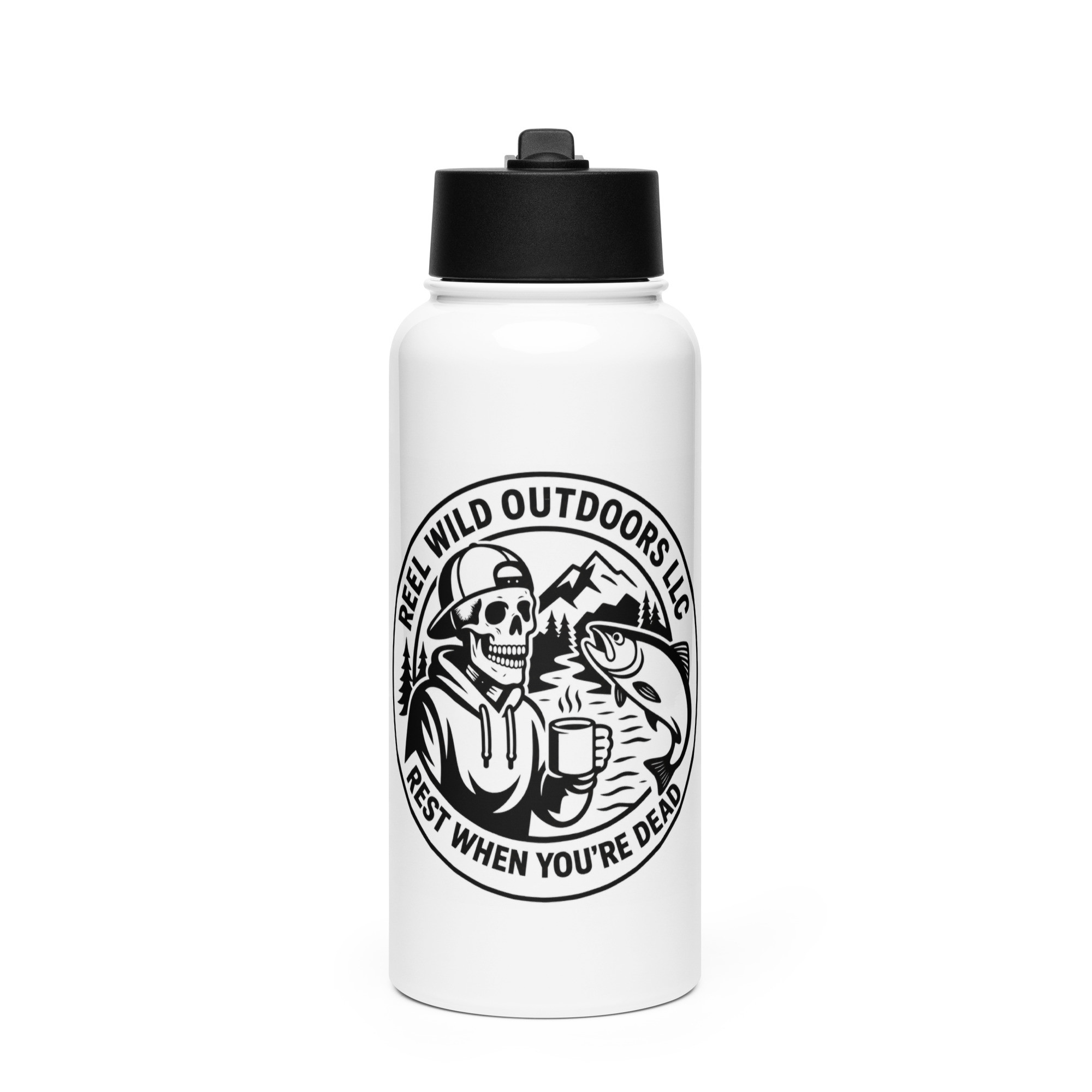 Stainless steel water bottle with a straw lid