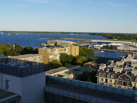 The Bathurst Quay neighbourhood is located only 120 metres (400 feet) from the airport located on Toronto island, separated by the narrow water channel of the Western Gap.