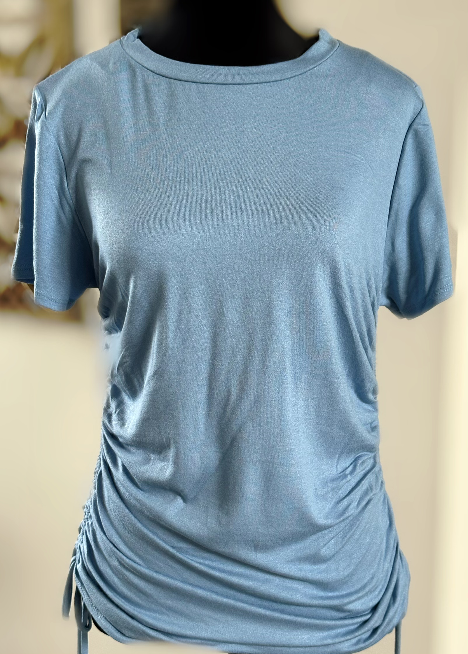 Short Sleeve Top with Ruched Side