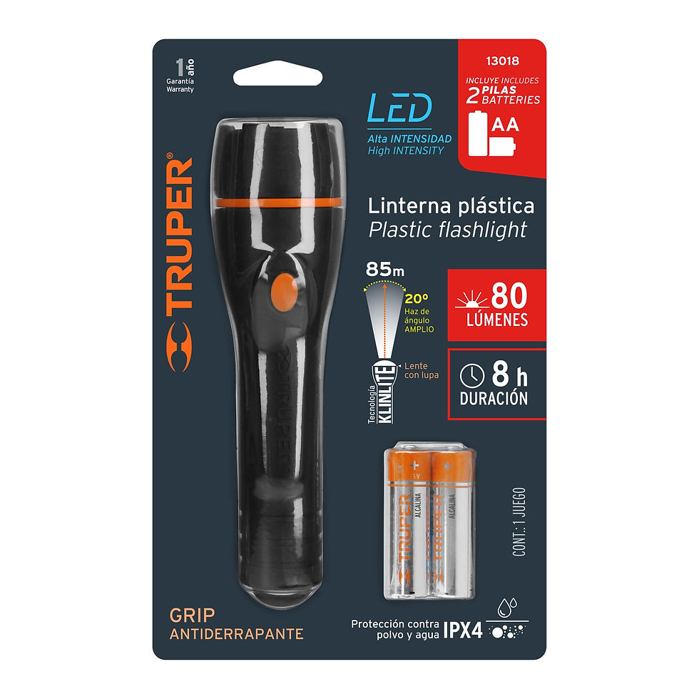 Miniatura: Linterna plástica 1 LED 80 lm con 2 pilas AA, Truper