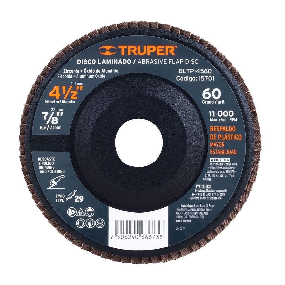 Disco 4-1/2' laminado respaldo plástico grano 60 centro 7/8'