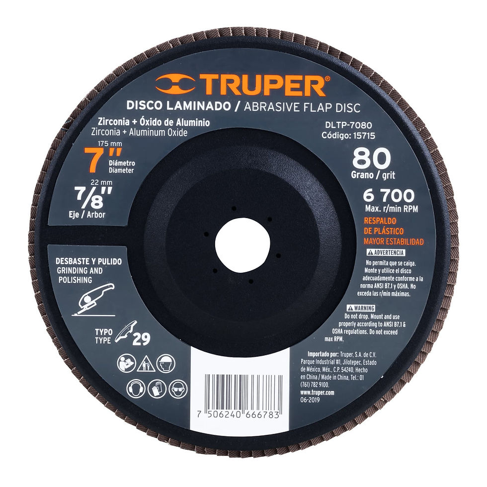 Disco 7' laminado respaldo plástico grano 80 centro 7/8'